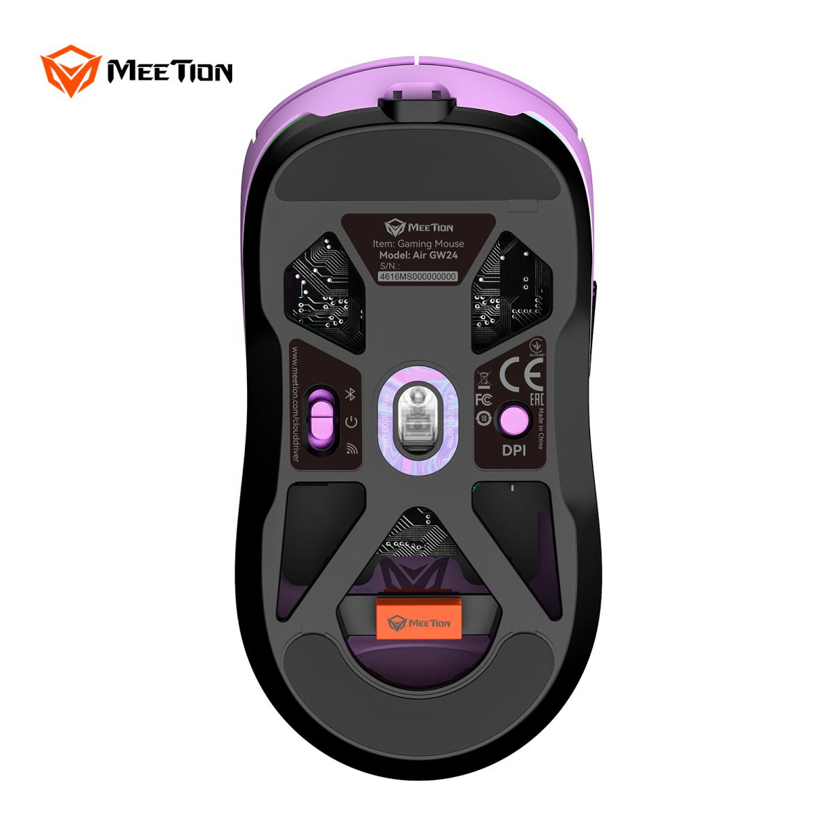 Meetion Air GW24 2.4G Bluetooth & Wired Gaming Mouse -Purple