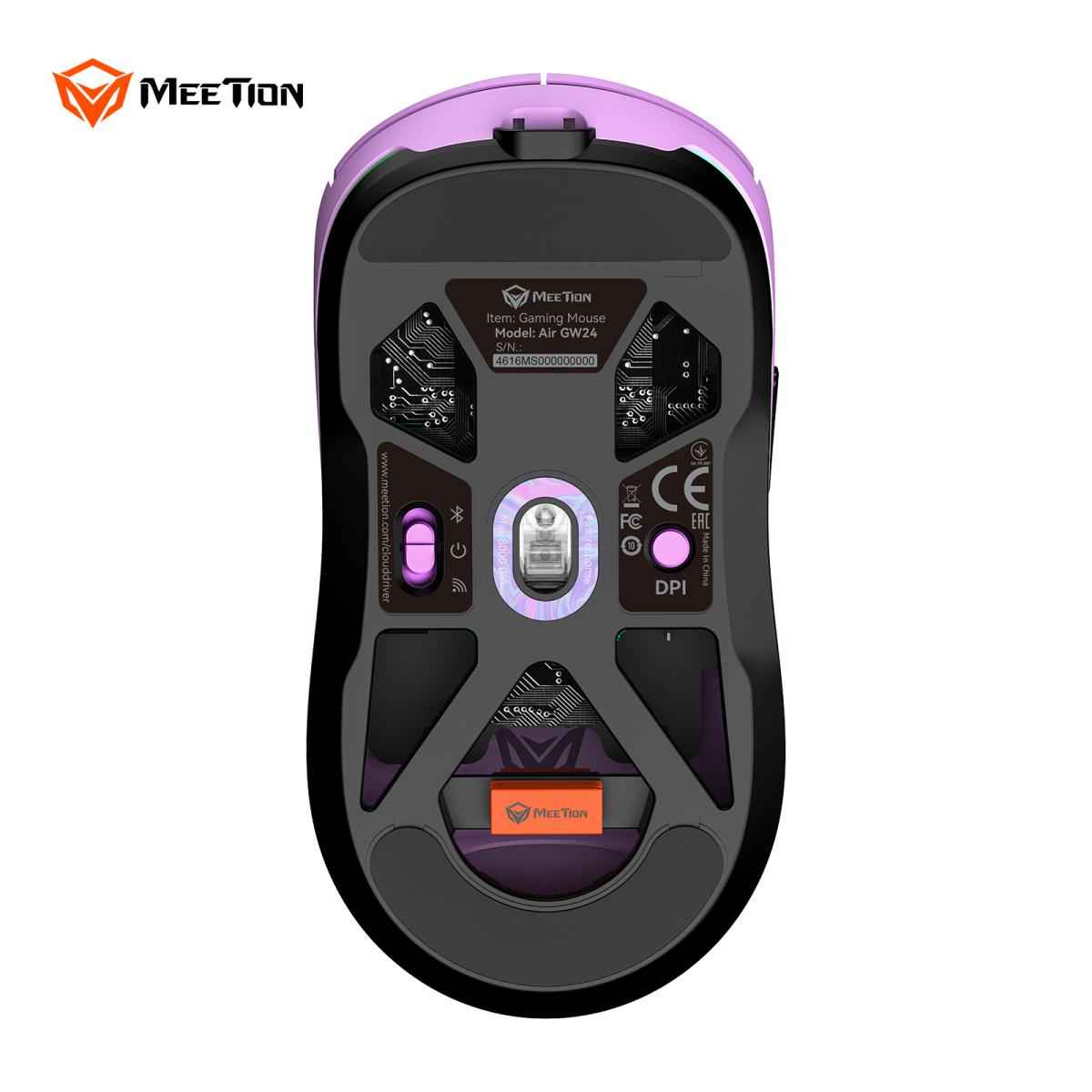 Meetion Air GW24 2.4G Bluetooth & Wired Gaming Mouse -Purple