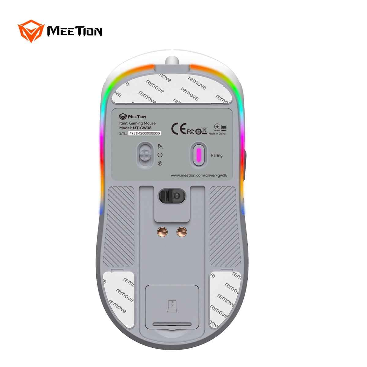 Meetion GW38 Wireless E-Sport Gaming Mouse with Magnetic Charging Dock -White