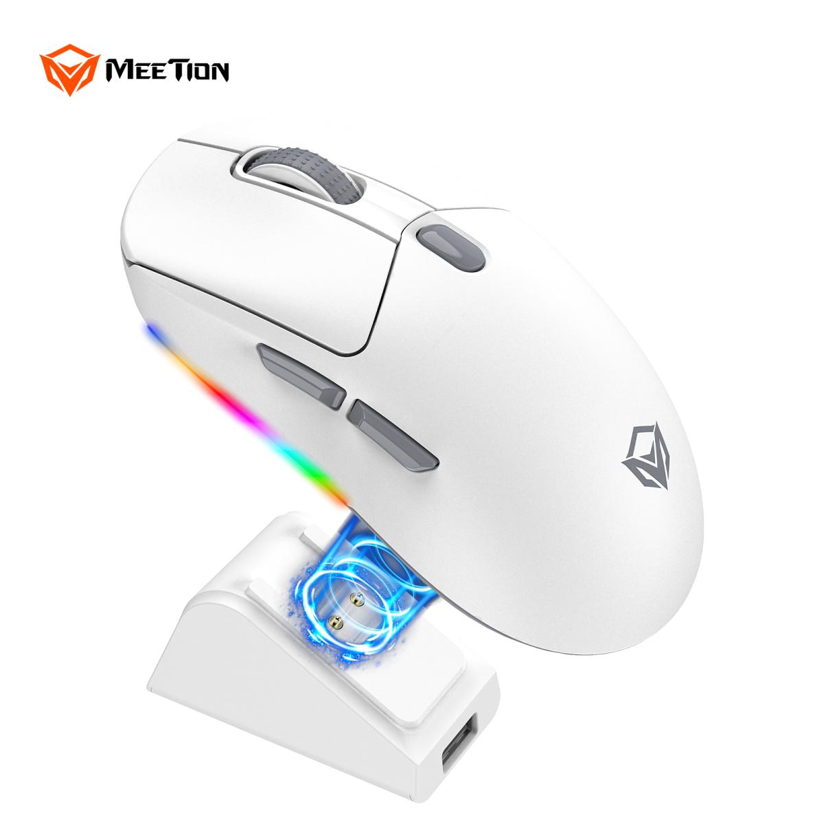 Meetion GW38 Wireless E-Sport Gaming Mouse with Magnetic Charging Dock -White