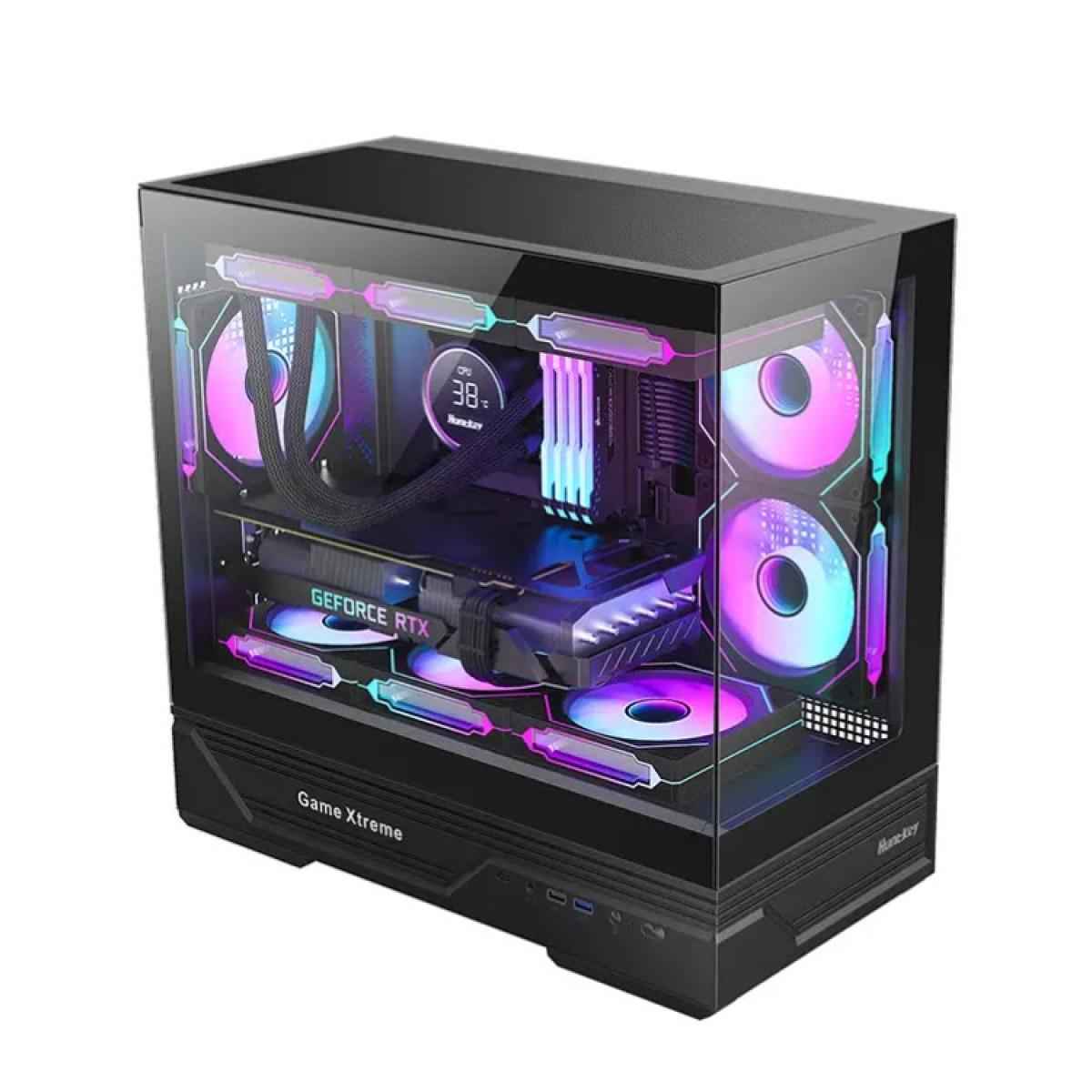 Huntkey GX760AE Fortune Lite Empty PC Gaming Case without Fans -Black