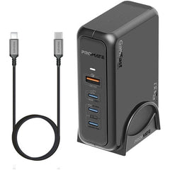 Promate GaNPort-140W Super-Speed GaNFast Charging Station with Power Delivery 3.1 & Quick Charge 3.0, Adaptive Fast Charging, Safety Protection, AC Power Cord, Black