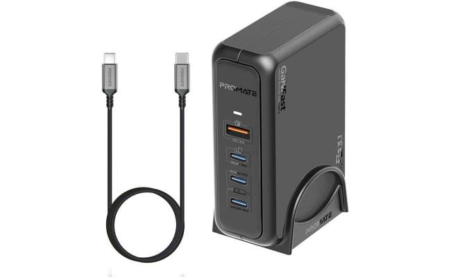 Promate Ganport 140w Super Speed Ganfast Charging Station with Power Delivery 3.1 & Quick Charge 3.0