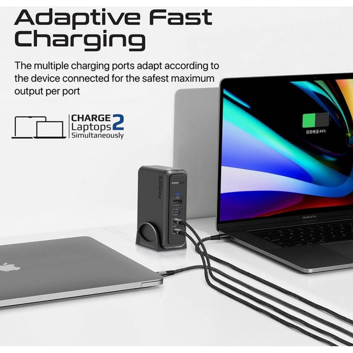 Promate Ganport 140w Super Speed Ganfast Charging Station with Power Delivery 3.1 & Quick Charge 3.0