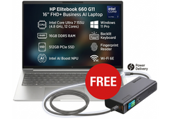 HP Elitebook 660 G11 16" FHD+ Business AI Laptop Computer, Intel Ultra 7 155U 4.8 GHz 12 Cores, 16GB DDR5 RAM, 512GB PCIe SSD, WiFi 6E, Backlit Keyboard, Fingerprint Reader, Windows 11 Pro w/ Promate 130W Laptop Power Bank 20000mAh Titan-130
