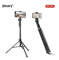 JMARY MT-36 SELFIE STICK TRIPOD STAND FOR PHONE 1.7M EXTENDABLE ALUMINUM FOLDABLE TRAVEL TRIPOD 67 INCH