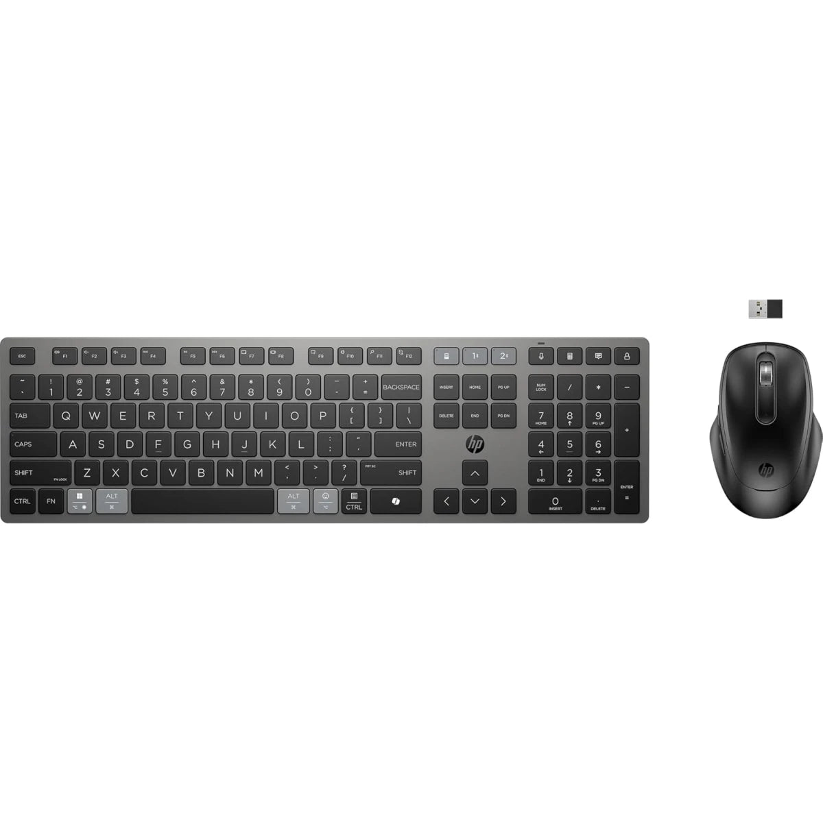 HP 725 Multi-Device Rechargeable Wireless Keyboard and Mouse Combo , up to 2 Months (Keyboard) 30 Days (Mouse) of Usage From a 3-Minute Charge