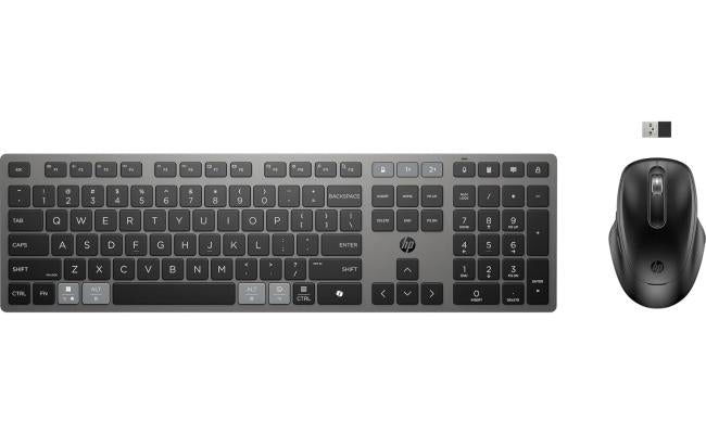 HP 725 Multi-Device Rechargeable Wireless Keyboard and Mouse Combo , up to 2 Months (Keyboard) 30 Days (Mouse) of Usage From a 3-Minute Charge HP 725 Multi-Device Rechargeable Wireless Keyboard and Mouse Combo , up to 2 Months (Keyboard) 30 Days (Mouse) of Usage From a 3-Minute Charge