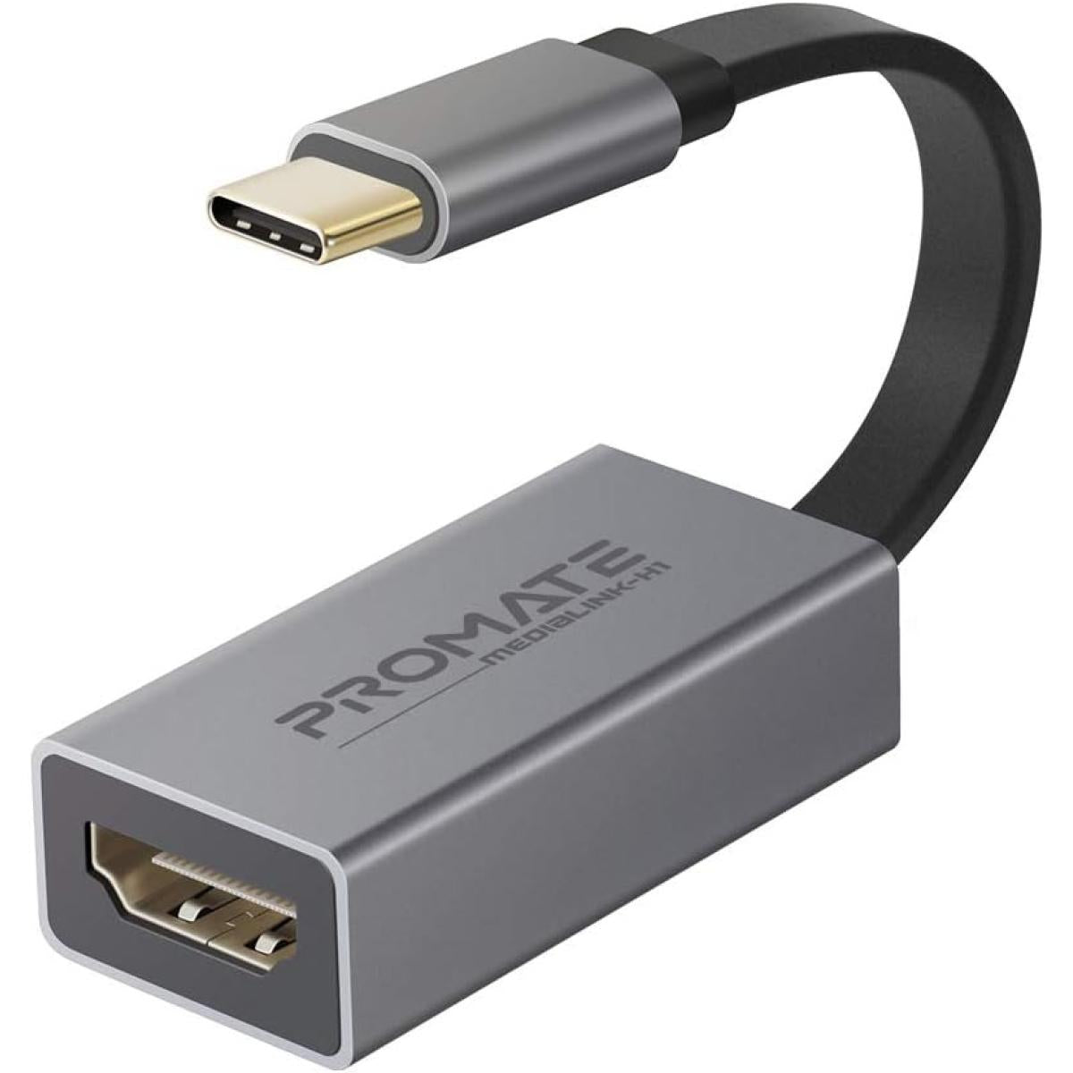 Promate Medialink H1 Type C To Hdmi Adapter 4k 30hz Video Converter W/ Audio Output Grey Promate Medialink H1 Type C To Hdmi Adapter 4k 30hz Video Converter W/ Audio Output Grey