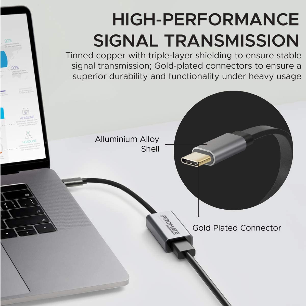 Promate Medialink H1 Type C To Hdmi Adapter 4k 30hz Video Converter W/ Audio Output Grey Promate Medialink H1 Type C To Hdmi Adapter 4k 30hz Video Converter W/ Audio Output Grey