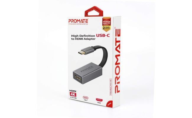 Promate Medialink H1 Type C To Hdmi Adapter 4k 30hz Video Converter W/ Audio Output Grey Promate Medialink H1 Type C To Hdmi Adapter 4k 30hz Video Converter W/ Audio Output Grey