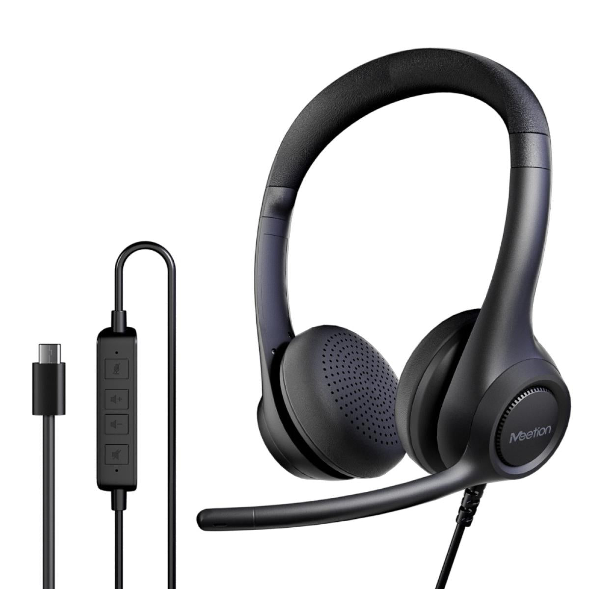 Meetion H390C Type-C Wired Office headphone -Black