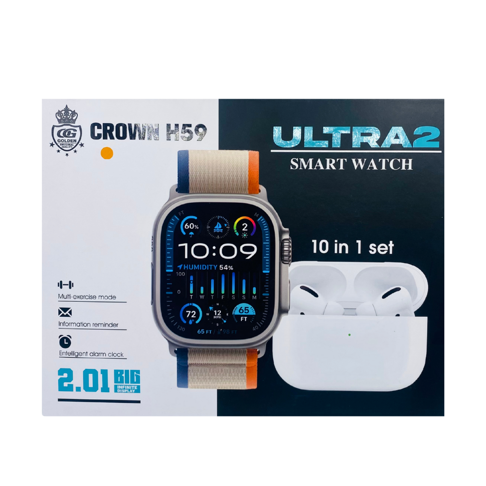 Ultra2 H59 Smart Watch and Earbuds Set 10 in 1