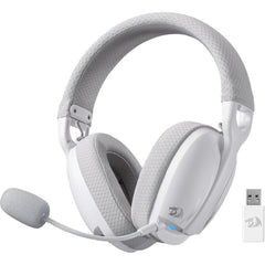 Redragon H878wg 3 Mode Wireless Blue Lighting Gaming Headset Lightweight 7.1 Surround Sound 40mm Drivers Detachable Microphone Multi Platforms For Pc, Ps5/4/3, Switch, Mobile, White - CompuMe