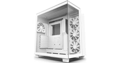 NZXT H9 Flow Perforated Dual-Chamber Mid-Tower Tempered Glass Gaming Case w/ 4xF120Q Fans & USB Type-C Port - White