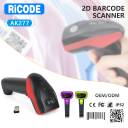 RiCODE AK277B – 2D Wireless Barcode Scanner, 2.4G Interface, CMOS Sensor, Hand‑Free Design, Red & Black