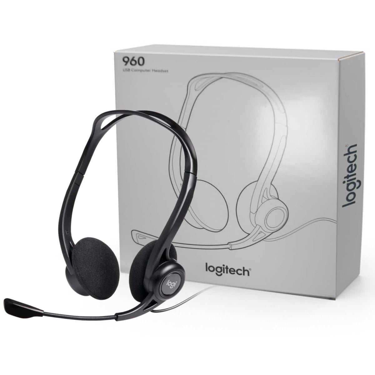 Logitech 960 USB (windows & Mac) Noise Cancelling with Mute Button Stereo Headset