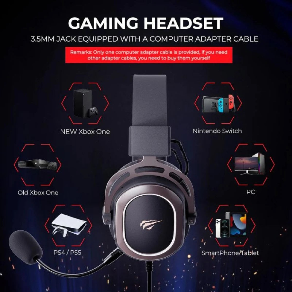 HAVIT GAMING HEADPHONE 3.5MM Jack SURROUND SOUND H2008D, headset