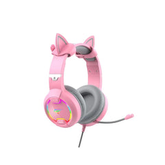 HAVIT GAMENOTE H2233D GAMING HEADPHONE COOL SHAPE RGB LIGHT - Pink with headset