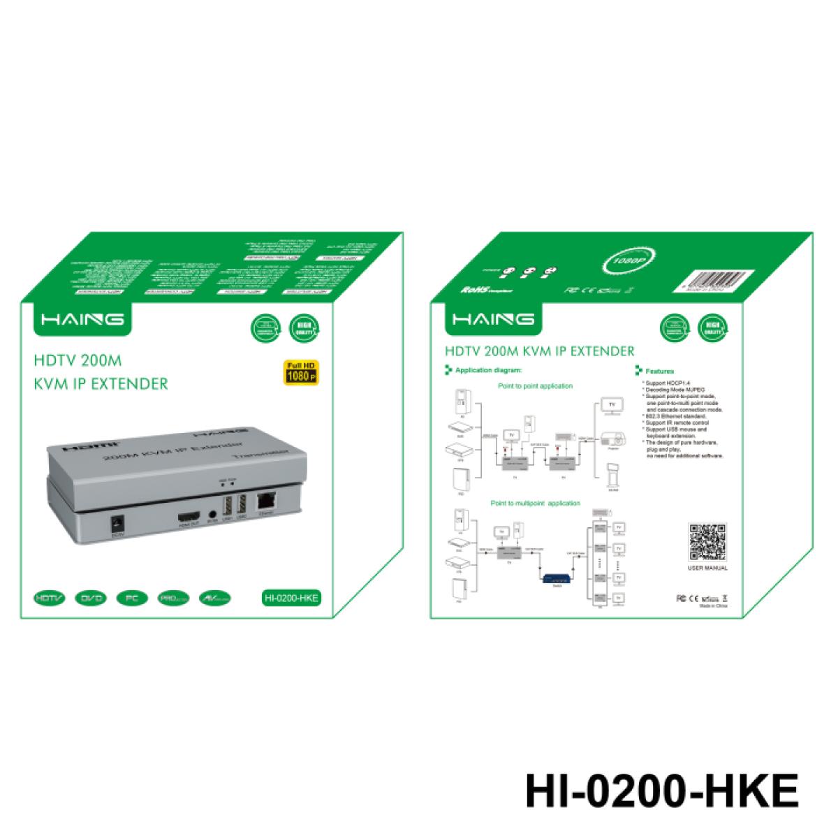 HAING HI-0200-HKE HDMI Extender With Usb Kvm 200Mtr Support 1080P