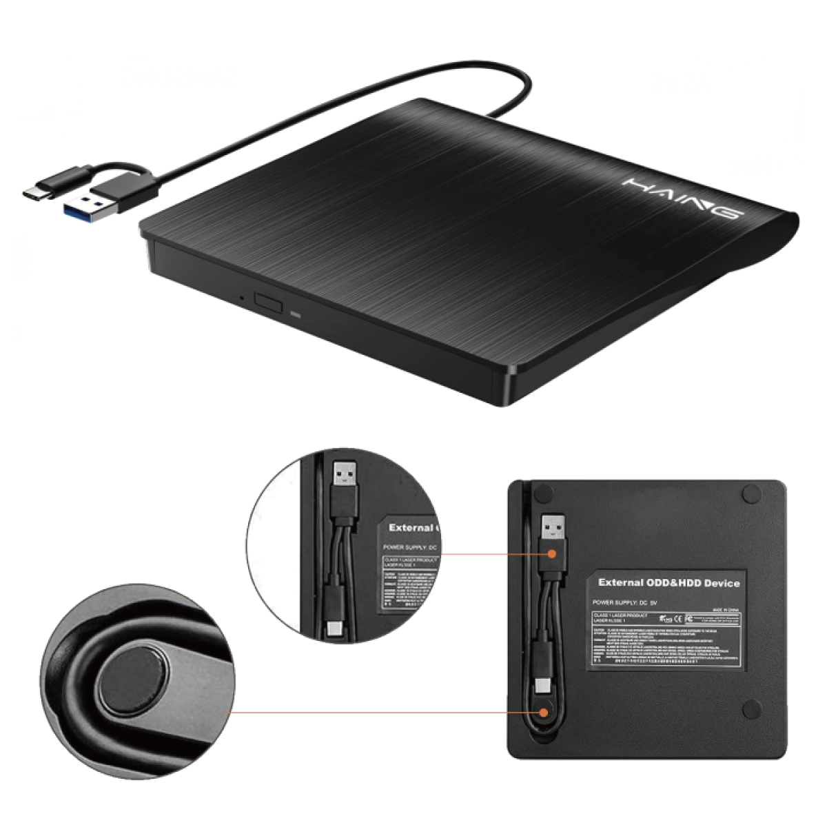 HAING HI-0301-EDD Portable External DVD Drive USB 3.0 Type-C
