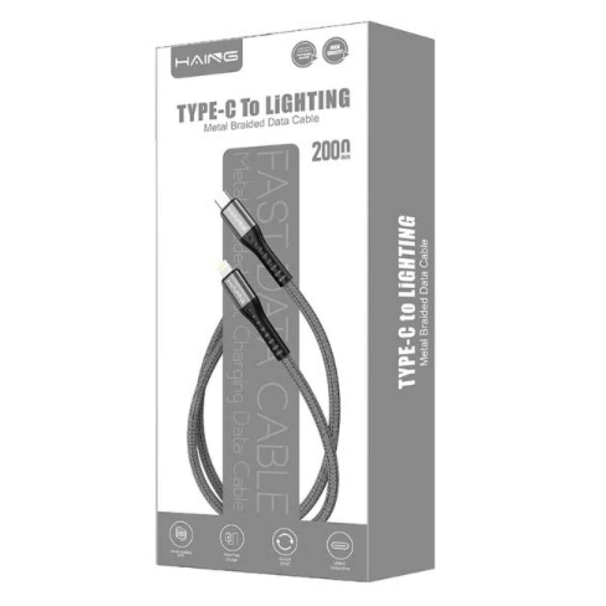 HAING HI041CL Type-C to Lighting 20W Metal Braided Data Cable 2M