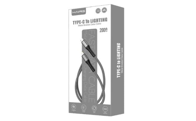 Haing Hi041cl Type C To Lighting 20w Metal Braided Data Cable 2m