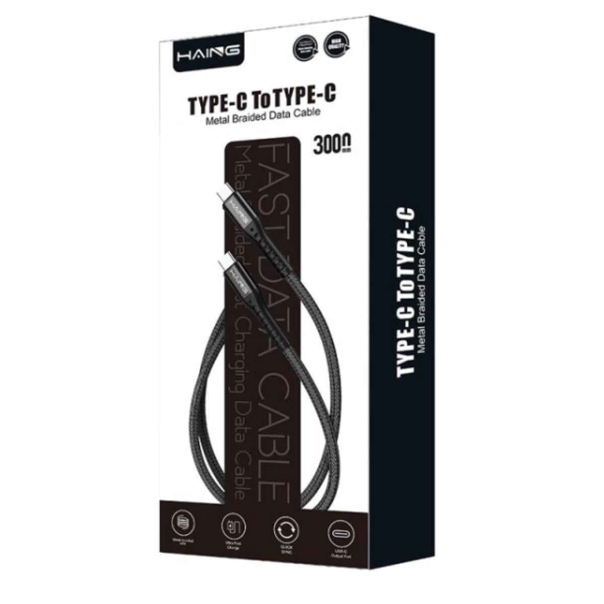 HAING HI041CL Type-C to Lighting 20W Metal Braided Data Cable 3M