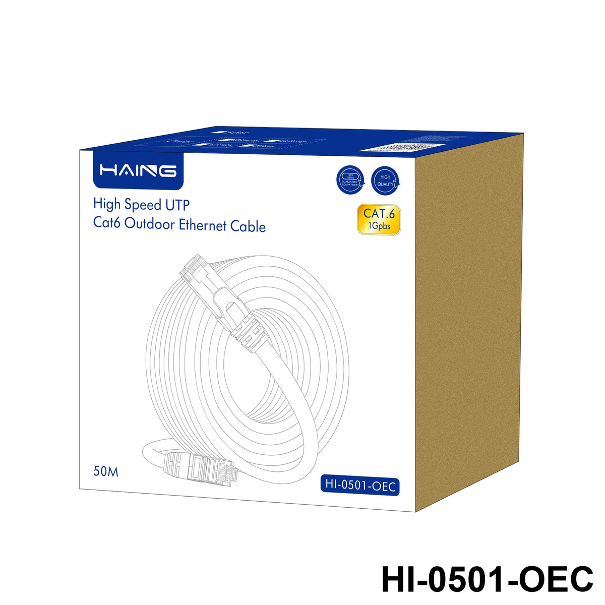 HAING Cat6 outdoor Ethernet Cable 50M 0.57MM