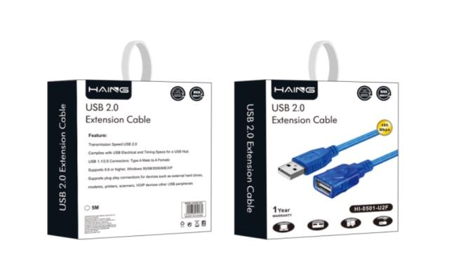 Haing Hi 0501 U2f Usb 2.0 Extension Cable 5m Blue