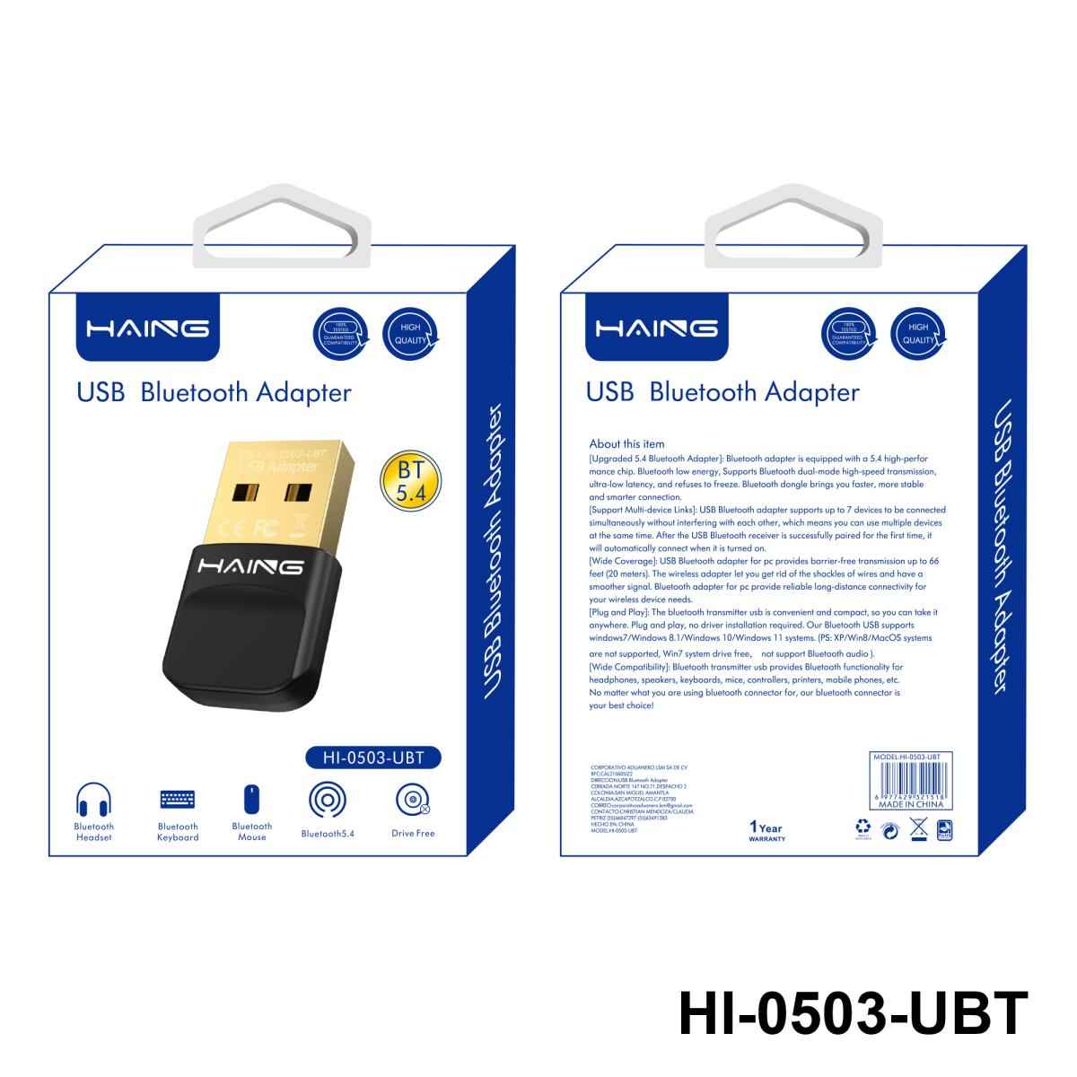 HAING HI-0503-UBT USB Bluetooth 5.4 Adapter Wireless Dongle