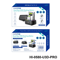 HAING HI-0580-U3D-PRO Dual-Bay HDD Docking Station Offline Clone/USB-C 3.0/2.5/3.5" SATA HDD
