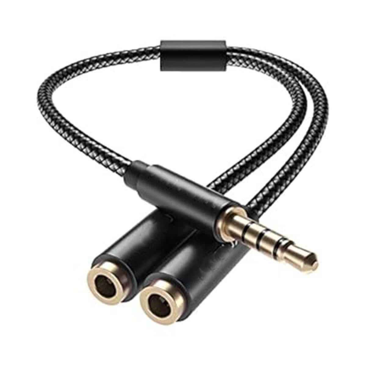 HAING HI-1046-MFC Dual 3.5mm Female to 3.5mm Male Audio Cable 20cm