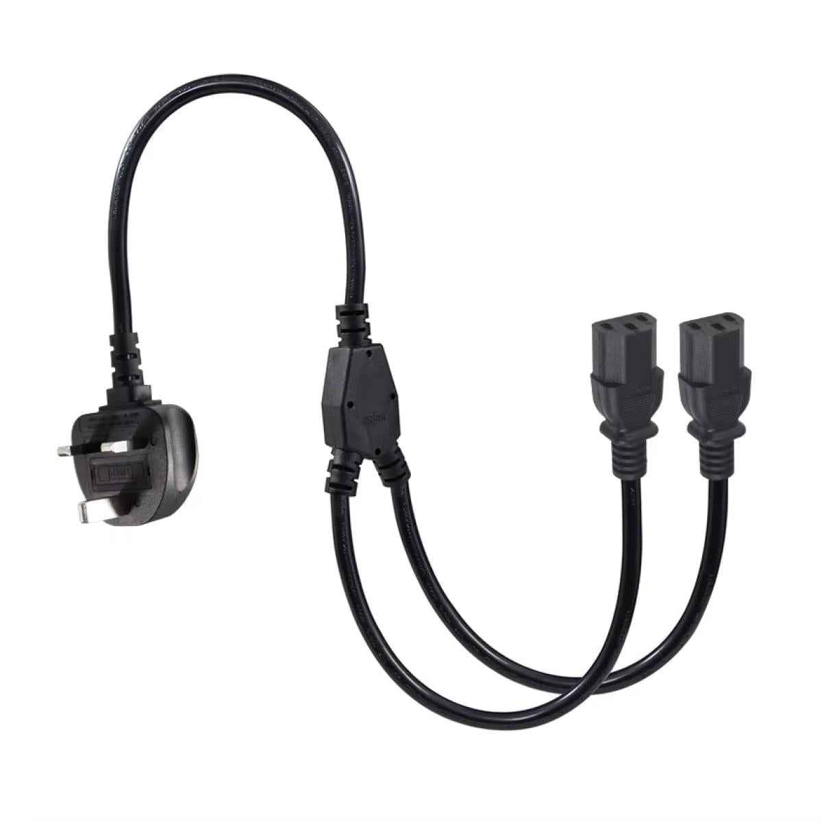 HAING HI-1061-UPC-2M UK 3 Pin Y Splitter Power Cable 2M HAING HI-1061-UPC-2M UK 3 Pin Y Splitter Power Cable 2M