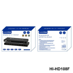 HAING HI-108F 1x8 8 Ports HDMI Powered Splitter for Full HD 1080P & 3D 4K Support