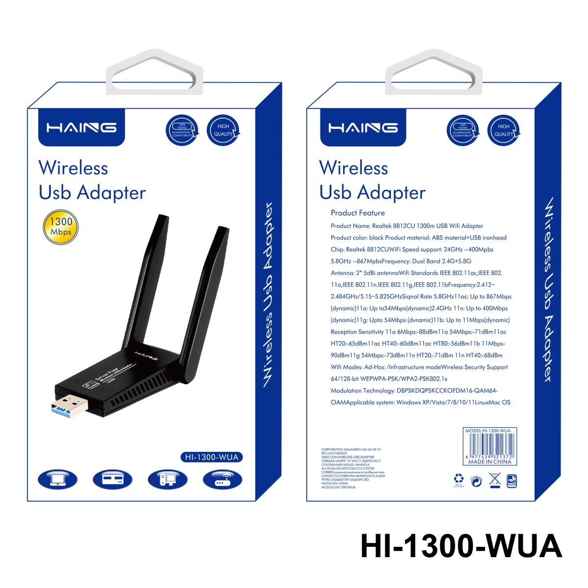 HAING HI-1300-WUA Wireless USB Adapter 1300 Mbps