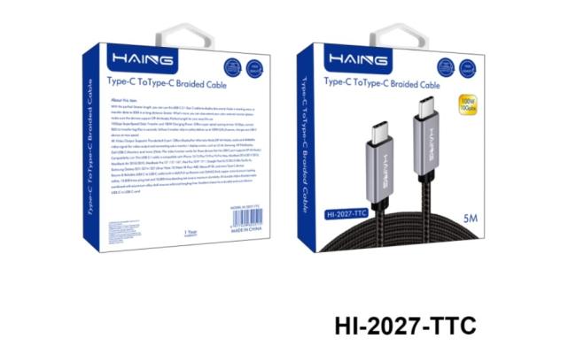 Haing Hi 2027 Ttc Type C To Type C Braided Cable 5m 100w