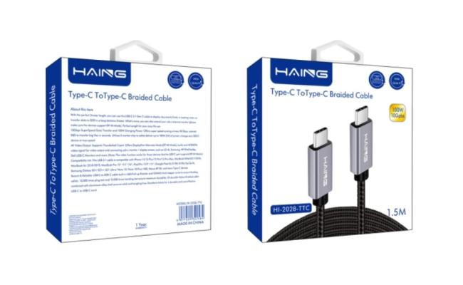 Haing Hi 2028 Ttc Type C to Type C Braided Cable 1.5 meter 100w