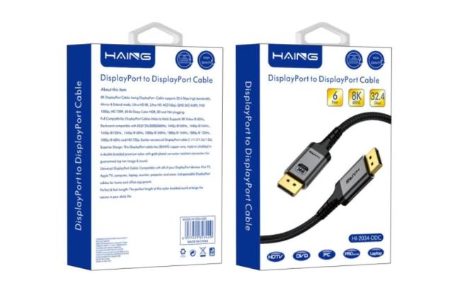 Haing Hi 2034 Ddc DisplayPort to DisplayPort Cable 8k 1.8 meter