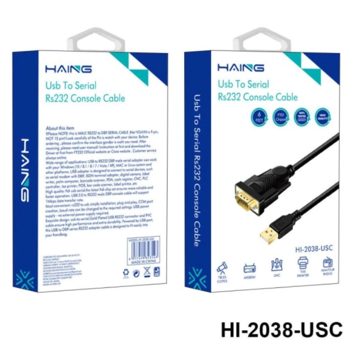 HAING HI-2038-USC USB To Serial Rs232 Console Cable 1.8M