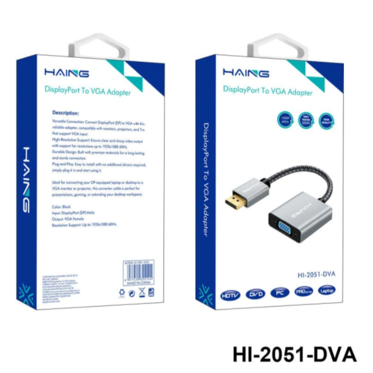 HAING HI-2051-DVA DisplayPort To VGA Adapter