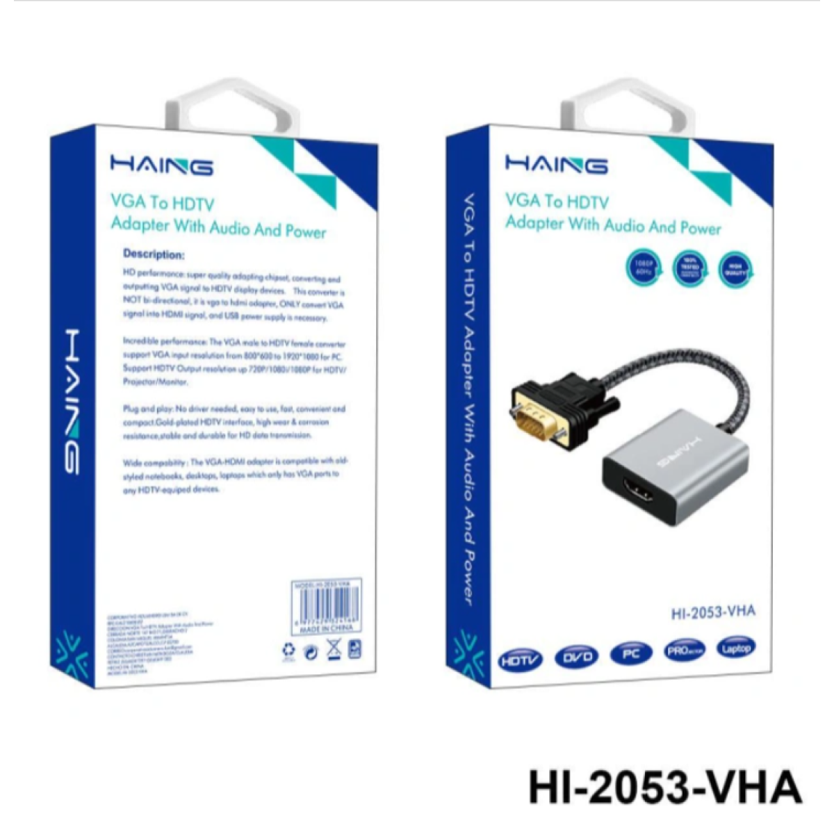 HAING HI-2053-VHA VGA To HDTV Adapter With Audio And Power