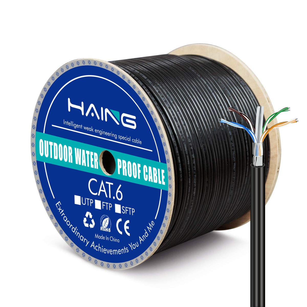 HAING HI-3009-FTPC FTP Outdoor CAT6 Ethernet Cable 295M -Black