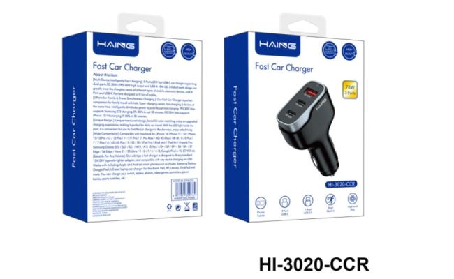 Haing Hi 3020 Ccr Fast Car Charger 3 Ports 78w
