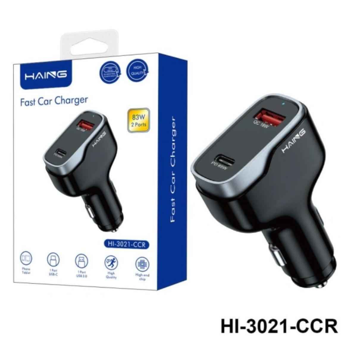 HAING HI-3021-CCR Fast Car Charger 2 Ports 83W HAING HI-3021-CCR Fast Car Charger 2 Ports 83W