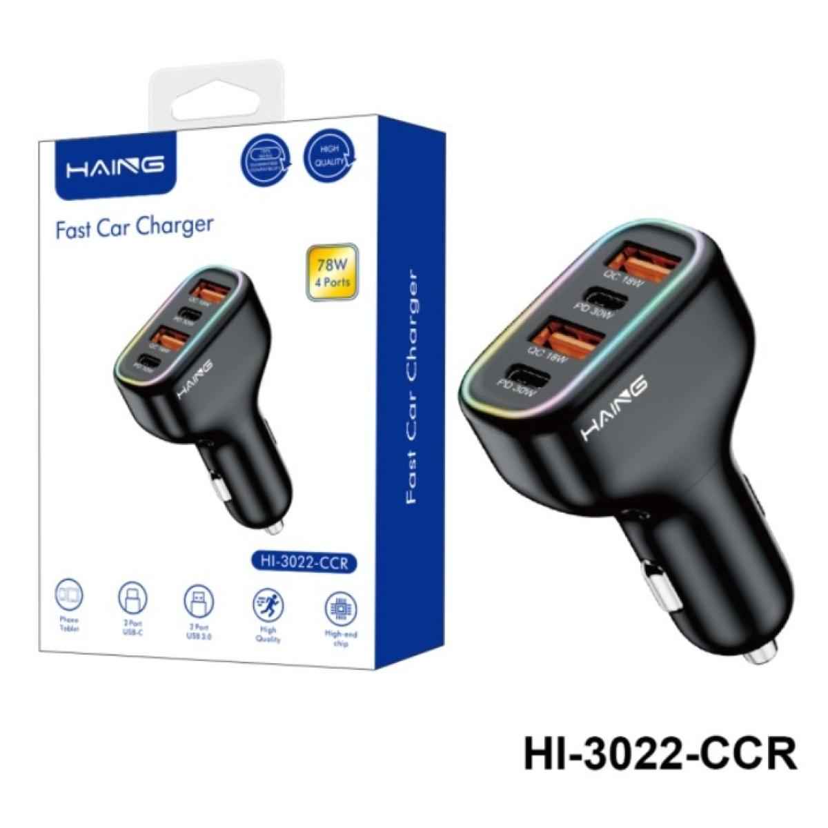 HAING HI - 3022 - CCR Fast Car Charger 4 Ports 78W