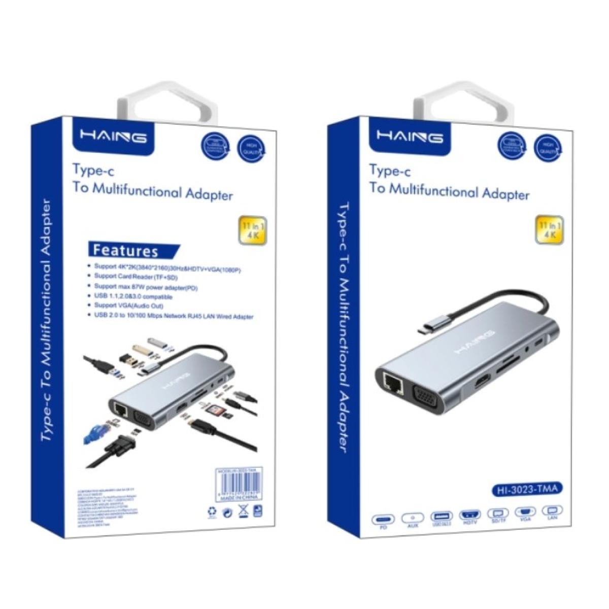 HAING HI-3023-TMA 11 in 1 Type-c To Multifunctional Adapter