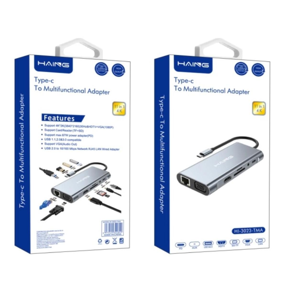 Haing 11 in 1 Type-C To Multifunctional Adapter HI-3023- TMA