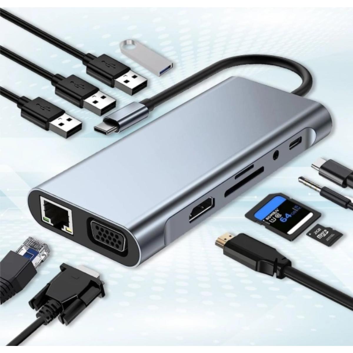 HAING HI-3023-TMA 11 in 1 Type-c To Multifunctional Adapter