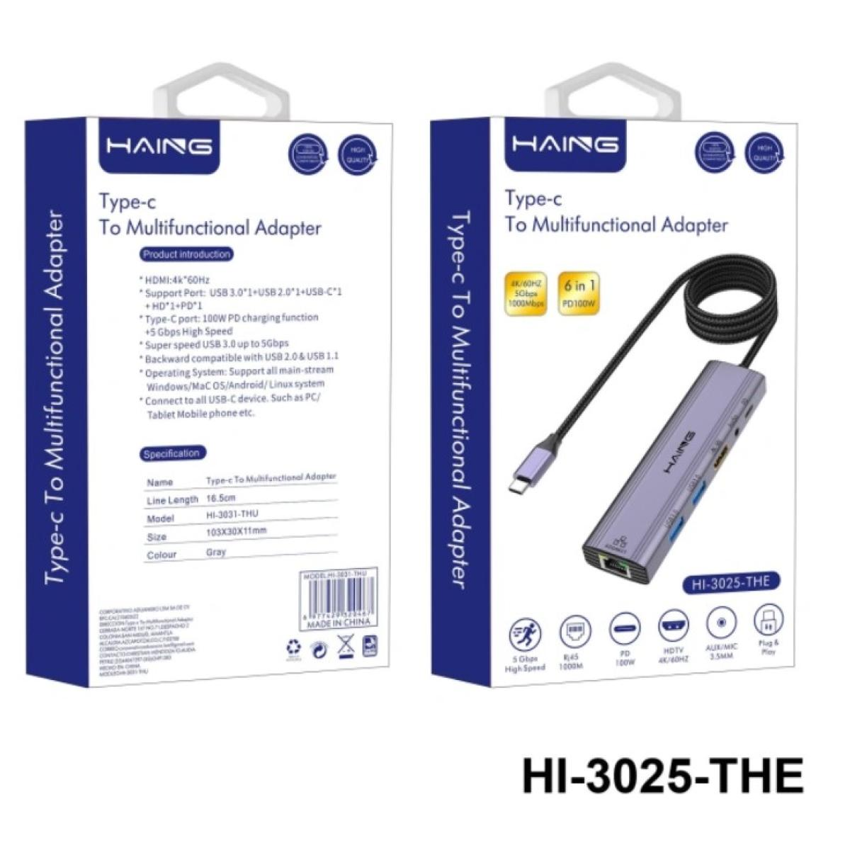 Haing HI-3025-THE Type-C To Multifunctional Adapter